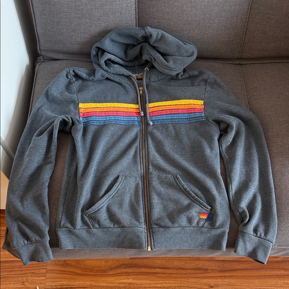 Aviator Nation Other - Aviator Nation Charcoal Hoodie with Rainbow Stripes
